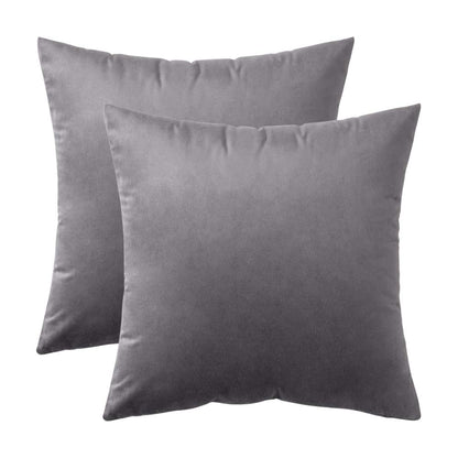 2er Set Samt Kissenbezüge 40x40 cm – Dekorative Sofakissenhüllen in Dunkelgrau